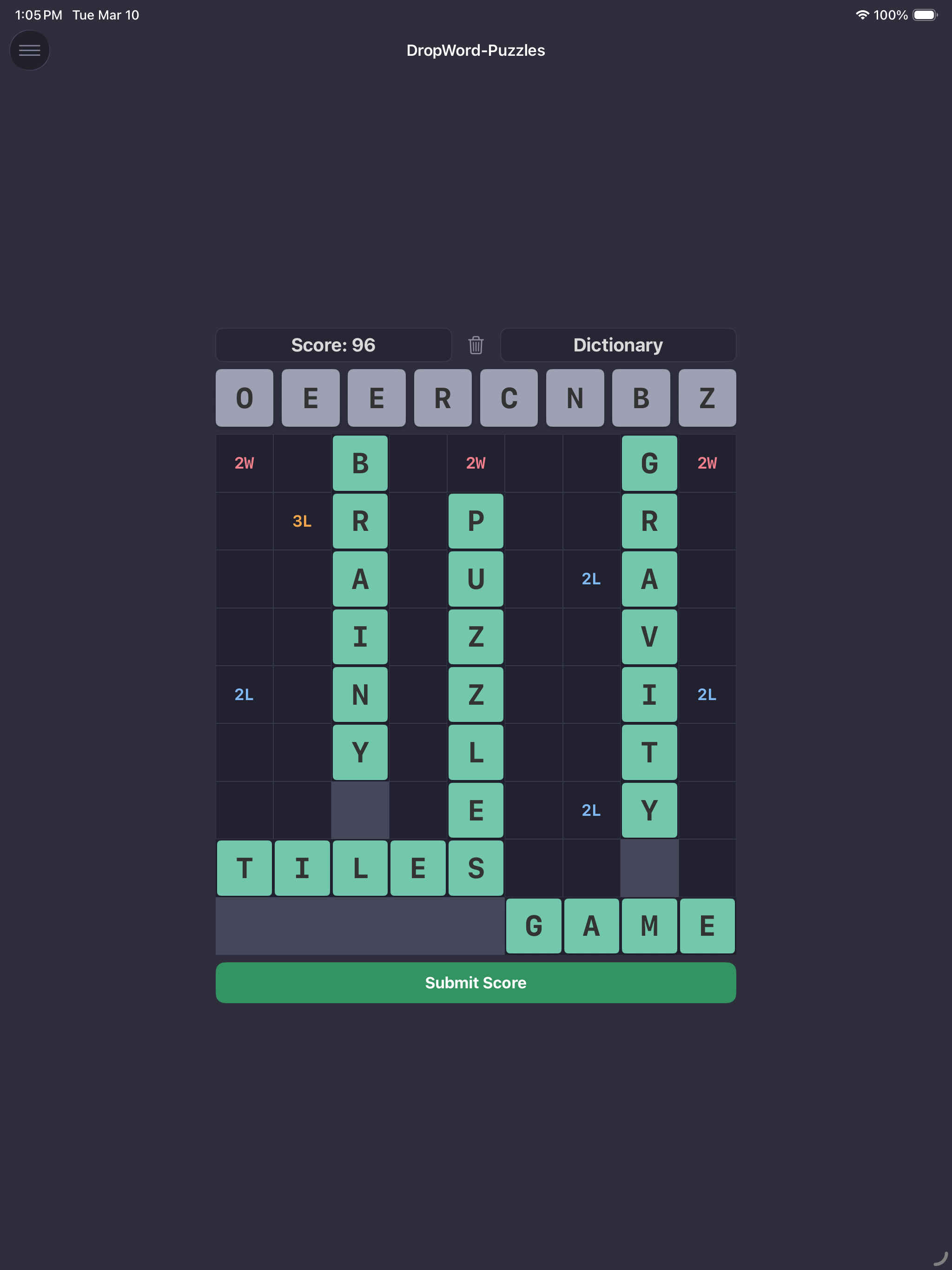 DropWord Puzzles on iPad — screenshot 2