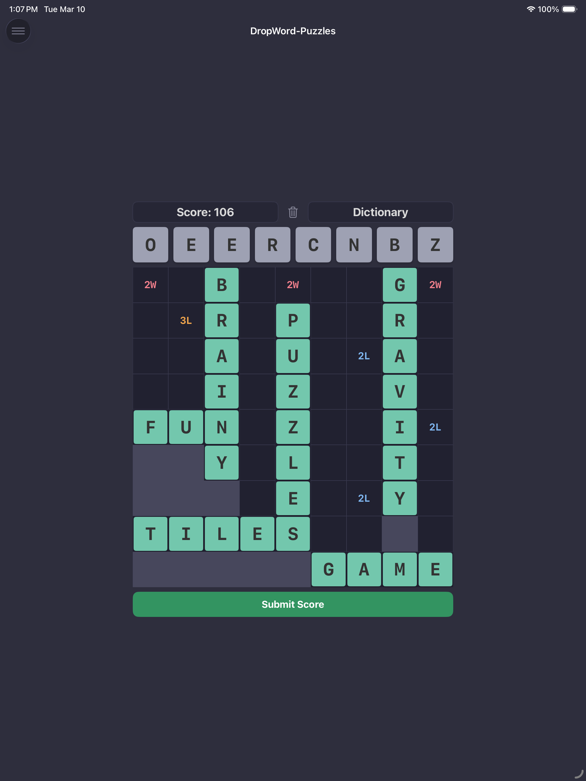 DropWord Puzzles on iPad — screenshot 3