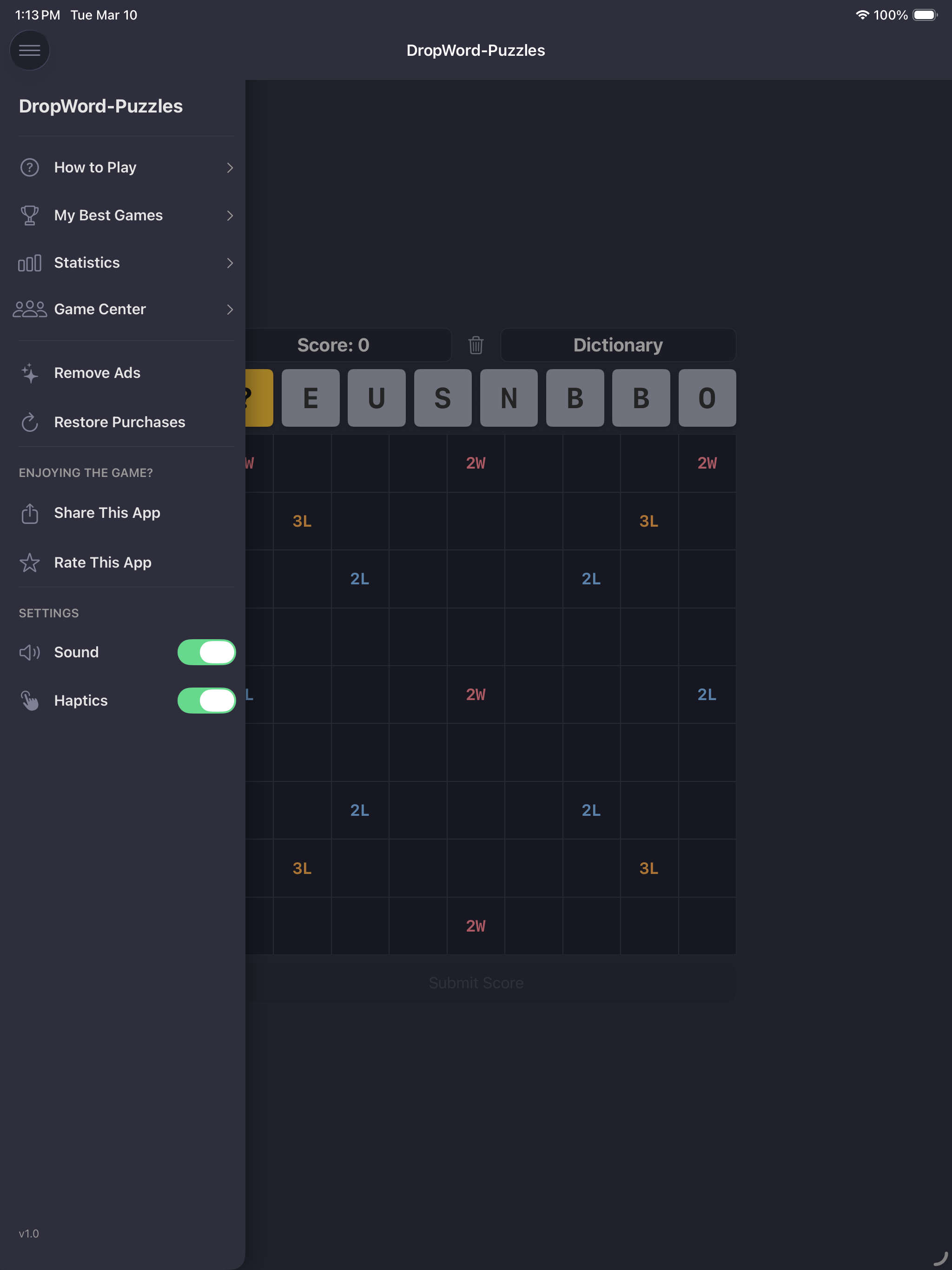 DropWord Puzzles on iPad — screenshot 9