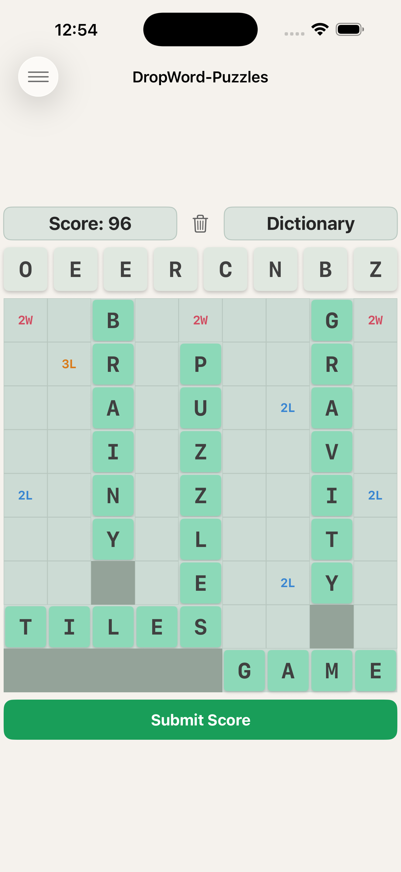 DropWord Puzzles on iPhone — screenshot 2