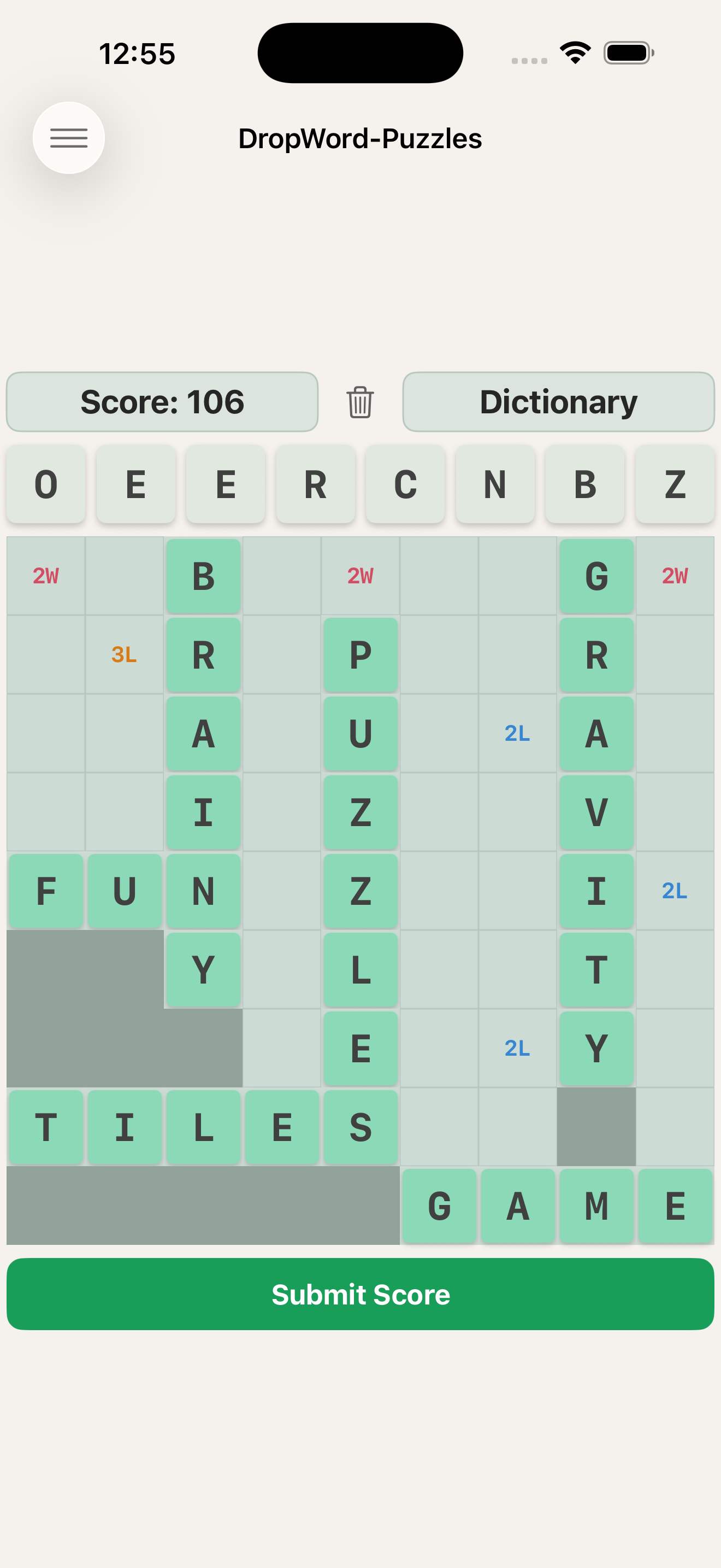 DropWord Puzzles on iPhone — screenshot 3