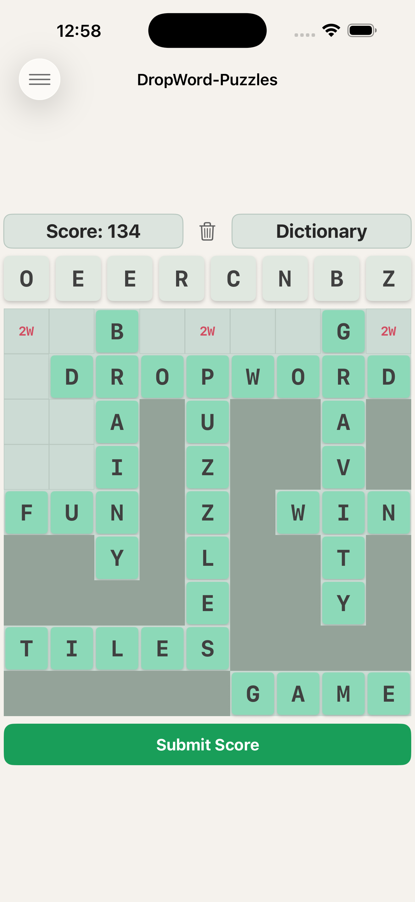 DropWord Puzzles on iPhone — screenshot 5