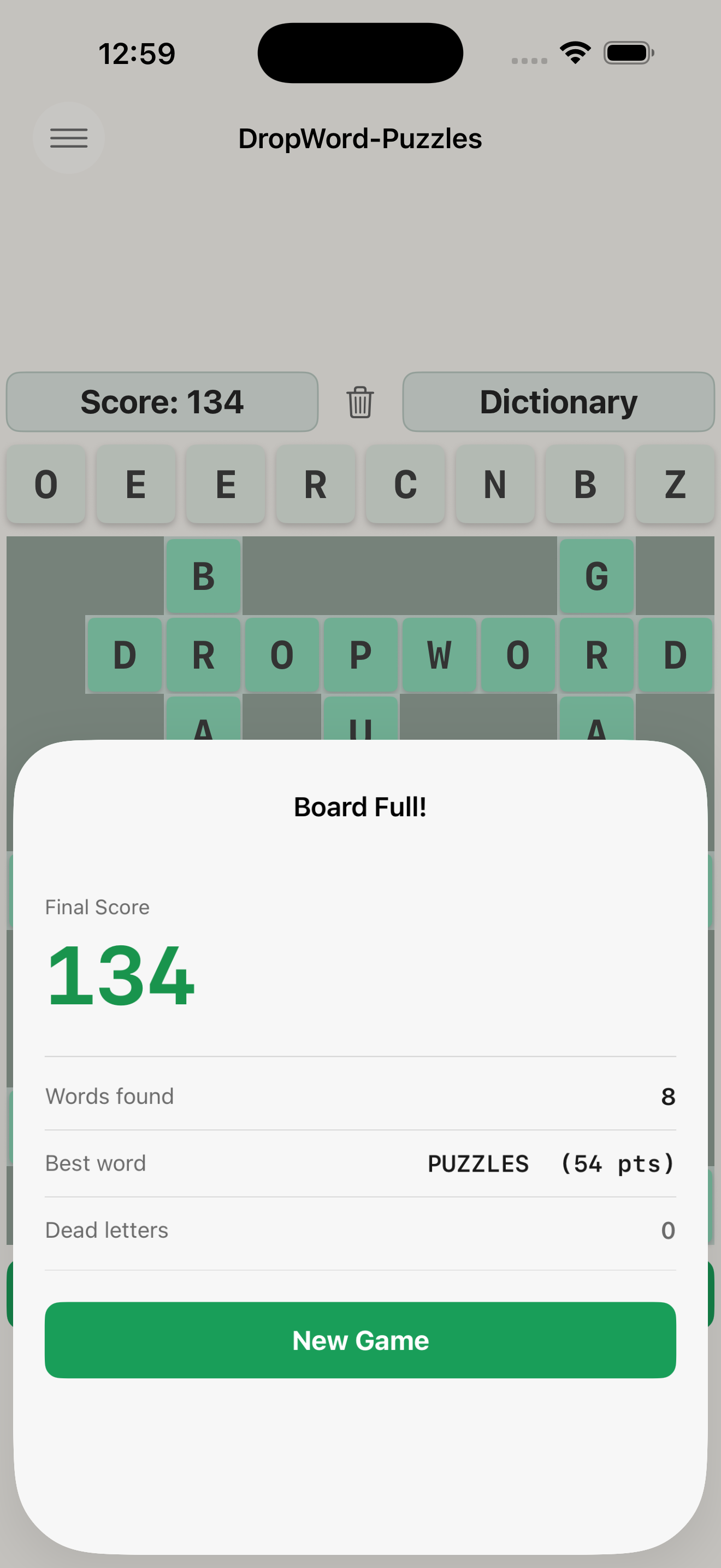 DropWord Puzzles on iPhone — screenshot 6