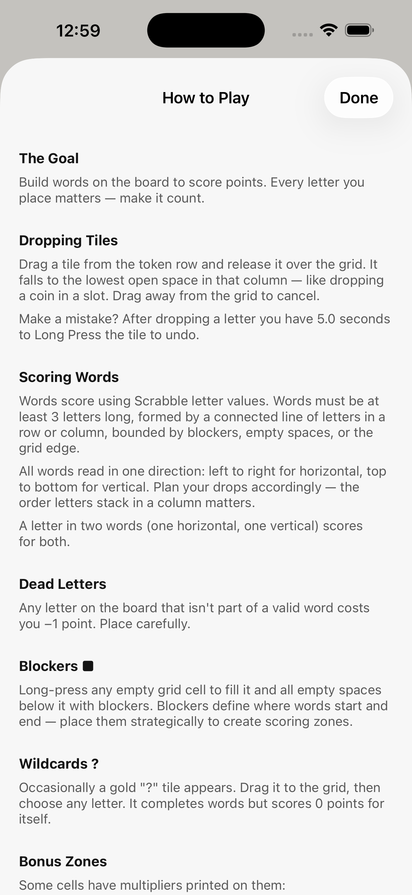 DropWord Puzzles on iPhone — screenshot 7