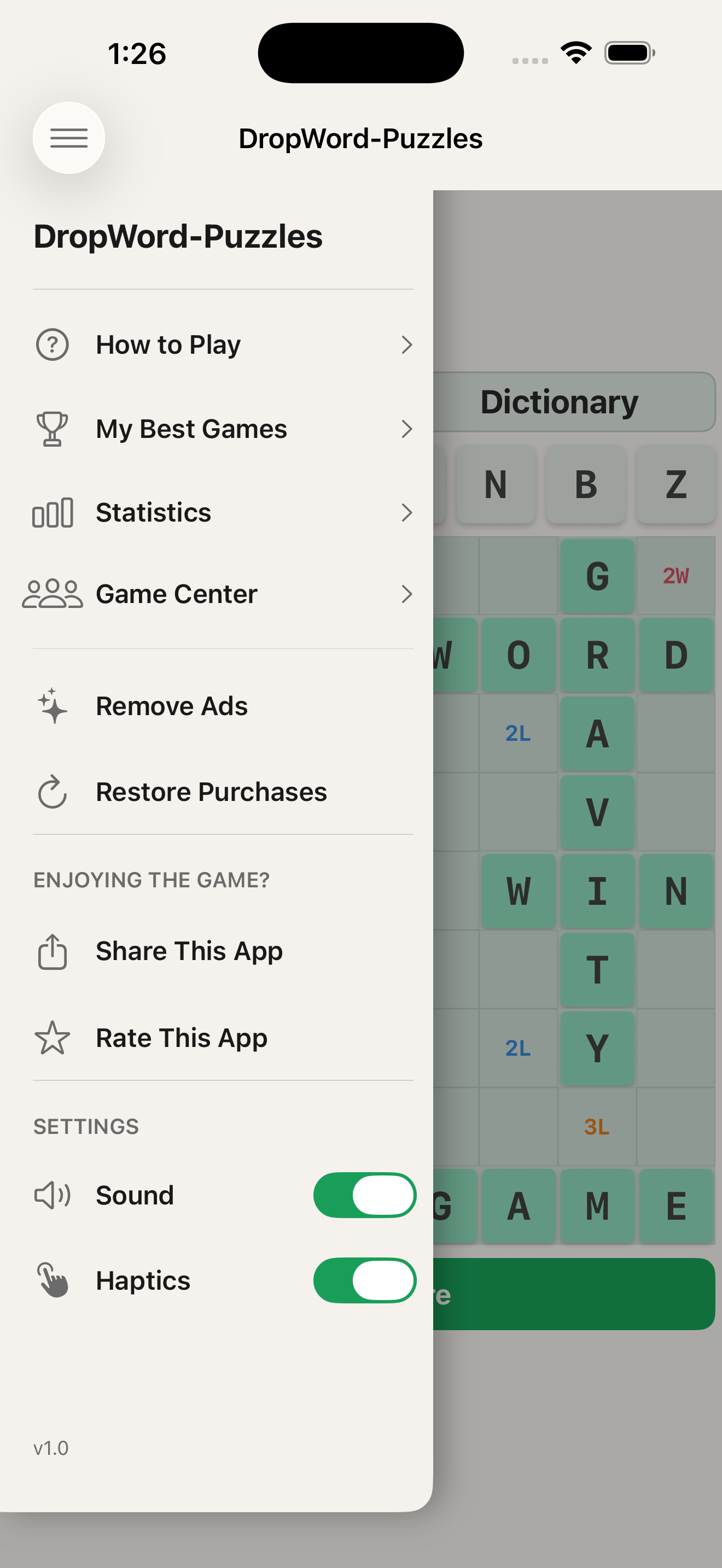 DropWord Puzzles on iPhone — screenshot 9